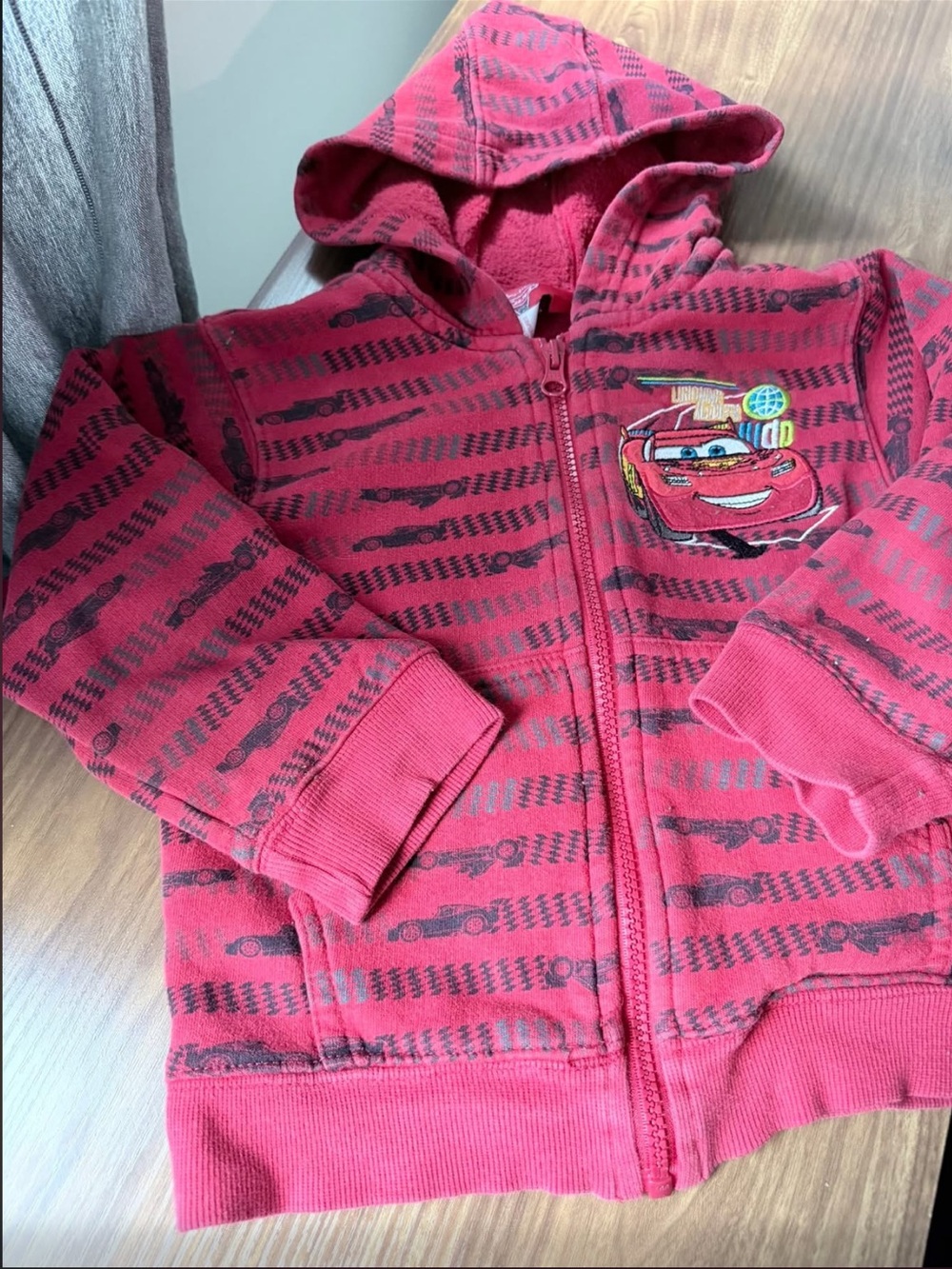 4T - Disney Cars Red Hooded Zip-Up Sweatshirt for Kids